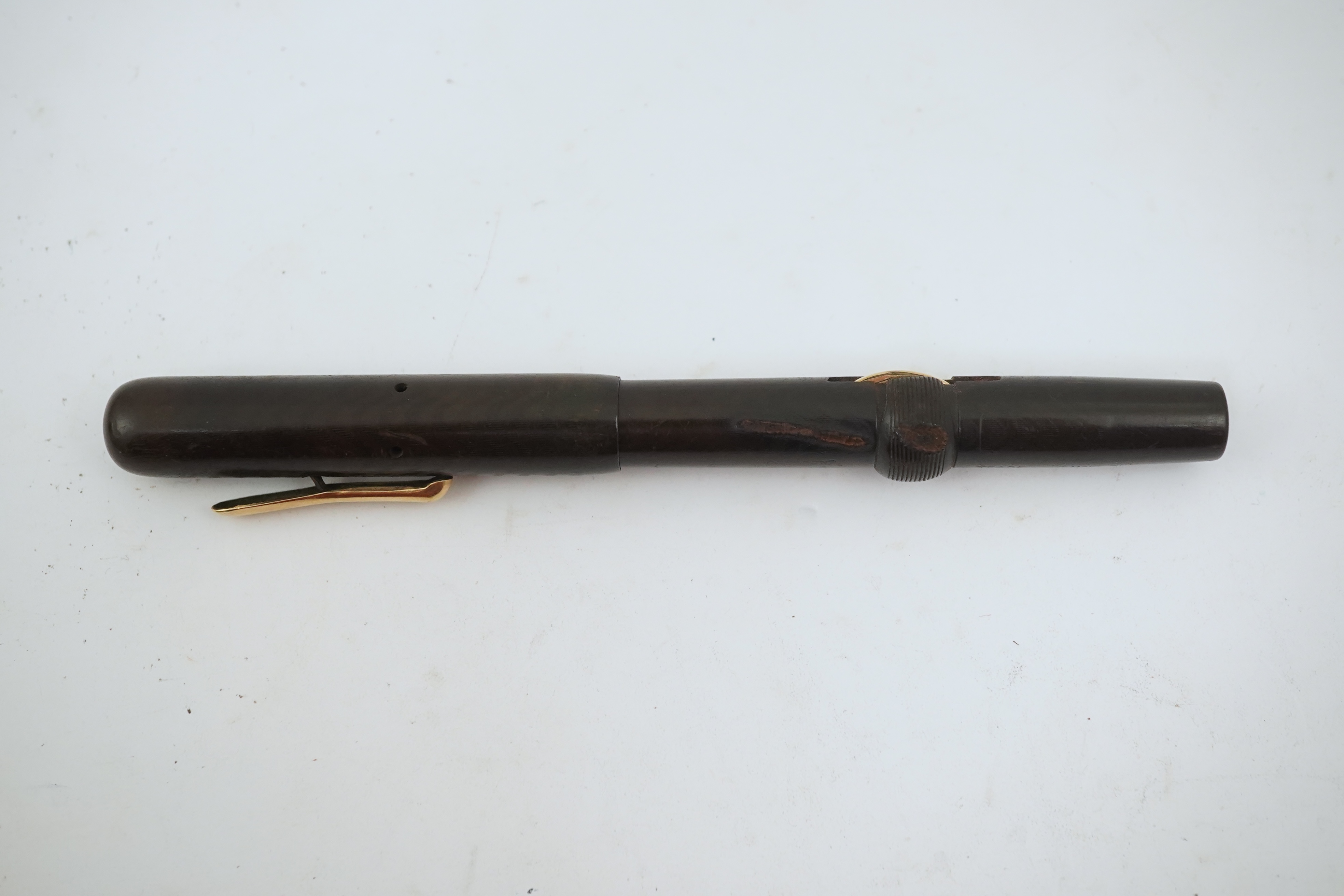 A rare Conklin Crescent hard rubber fountain pen, 18K Conklin 2 nib, cap with clip, patented 1918